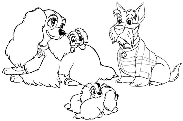 lady and the tramp tsum tsum cartoon coloring page