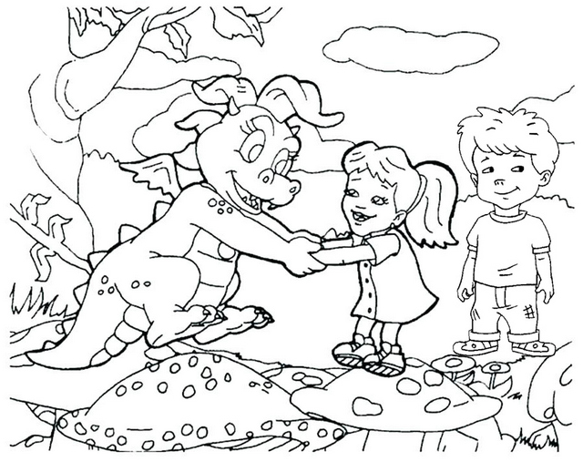 Cassie Emmy and Max coloring pages of dragon tales