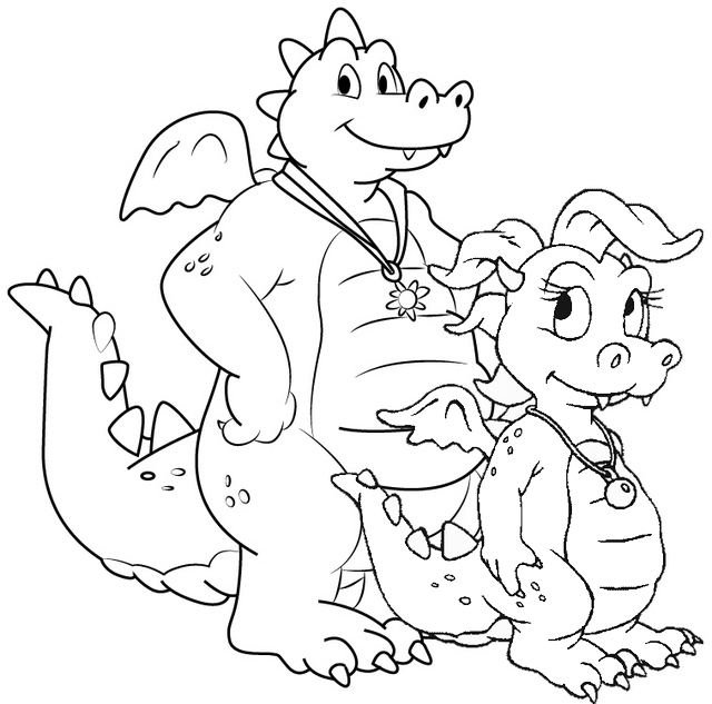 Cute Dragon Tales Coloring Page of Cassie and Ord