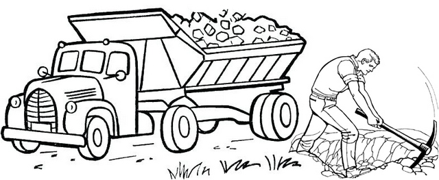 Truck carrying mining coloring page