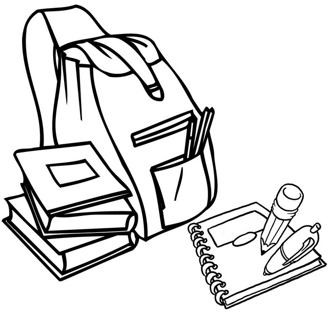 Bag Book and Notes Coloring Page