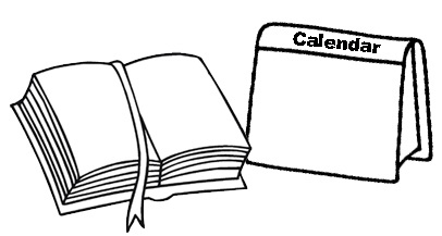 Book and Calendar Coloring Page