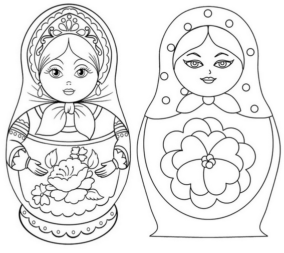 Russian Nesting Dolls Coloring Page