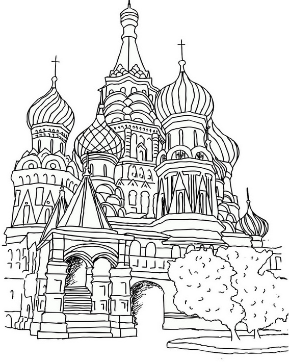 Saint Basils Cathedral Moscow Coloring Page