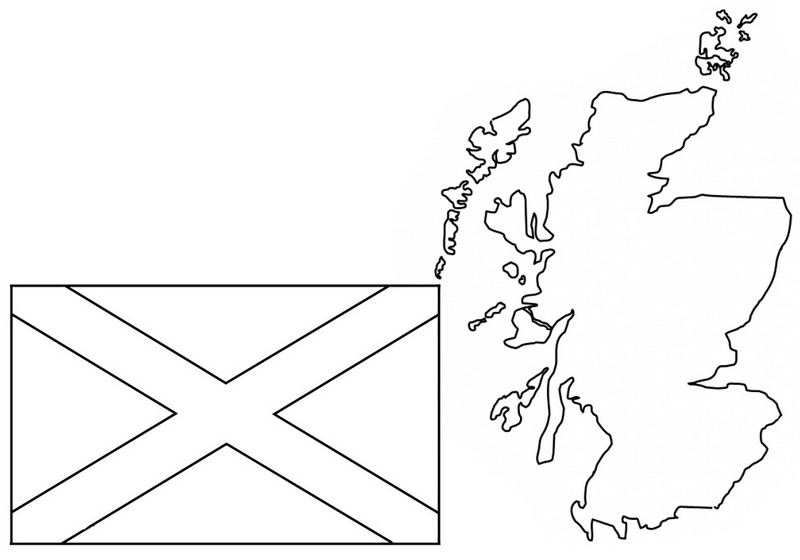 map and flag of scotland coloring page
