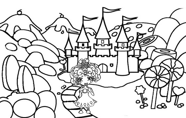 Candy Castle Coloring Pages of Candyland
