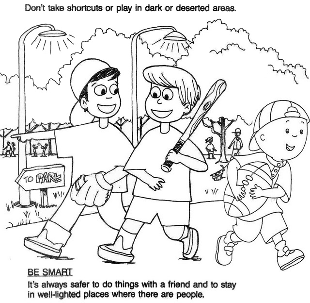 Kids Play and Learn Safety Coloring Page