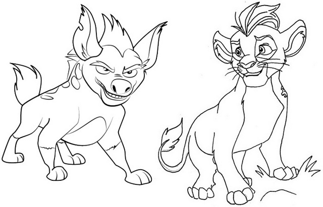 Kion and Janja Coloring Page of the Lion Guard