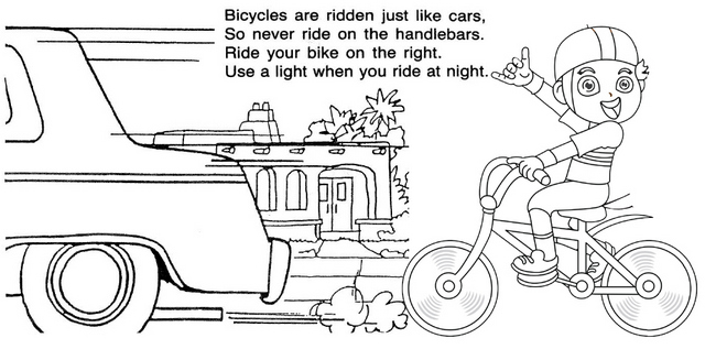 Safety Riding Bicycle Coloring Page