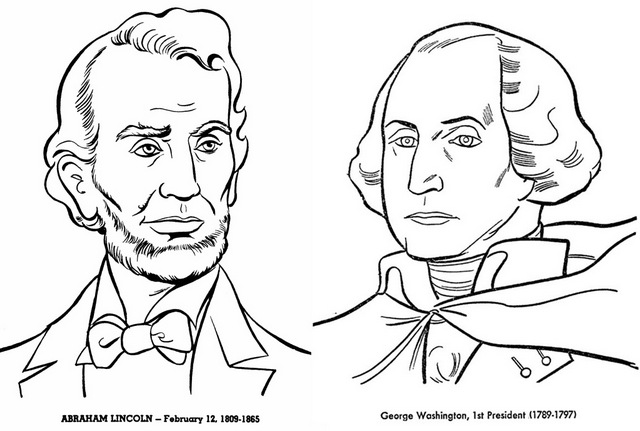 Abraham Lincoln and George Washington Coloring Page of President