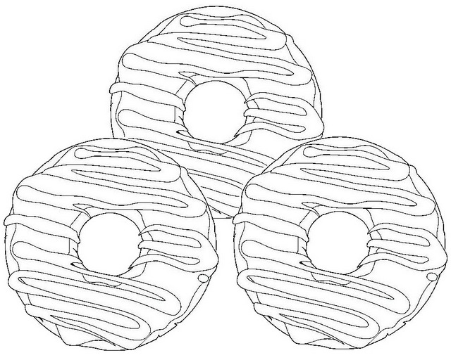 Baked Cake Donuts Coloring Page