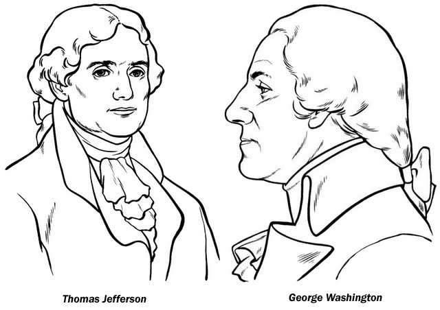 Thomas Jefferson and George Washington Coloring Page of President
