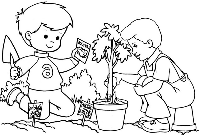 happy planting coloring page of arbor day