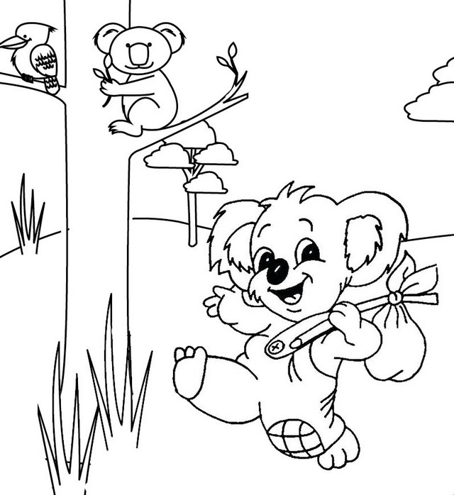 Cute Koala Cartoon Coloring Page
