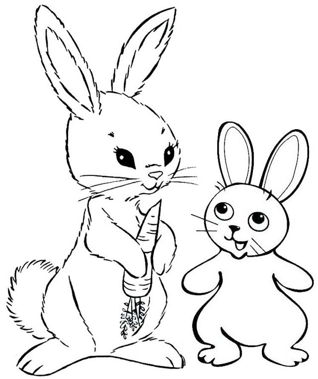 cute rabbit cartoon coloring page