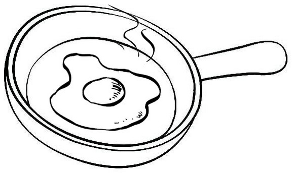 fried egg on frying pan for breakfast coloring pages page