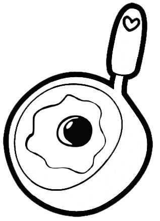frying pan fried egg coloring page