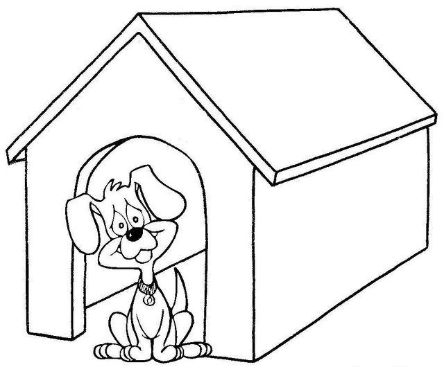 fun dog house coloring page