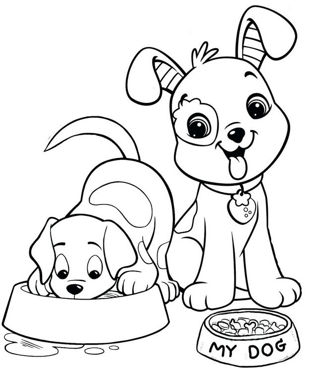 happy two dogs coloring page