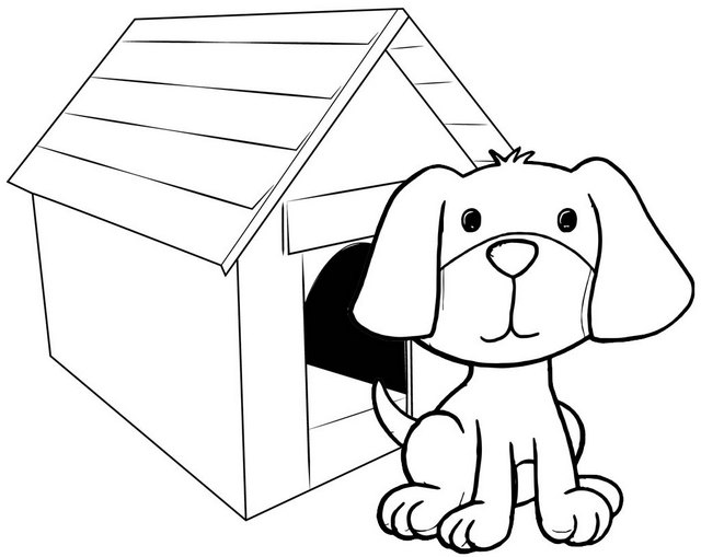 simple dog house coloring page