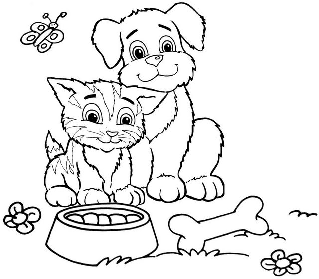 Printable Dog And Cat Coloring Pages