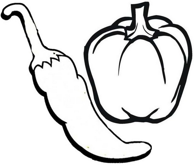 Chili and Bell Pepper Coloring Page