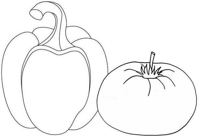 Fresh Bell Pepper and Tomato Coloring Page