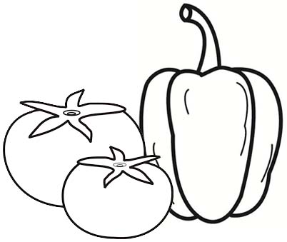 Green and Red Bell Pepper Tomato Coloring Page