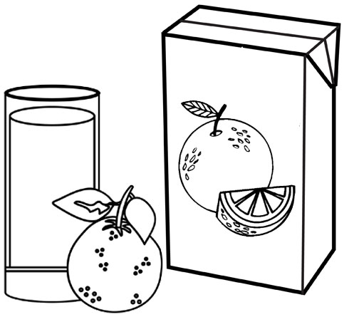 Best Orange Juice Box and Glass Simple Coloring Page for Kids