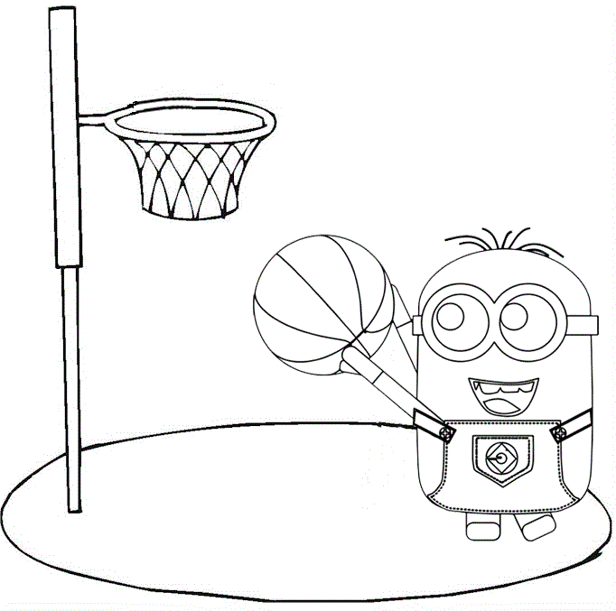 Minnions and Basketball Coloring Page