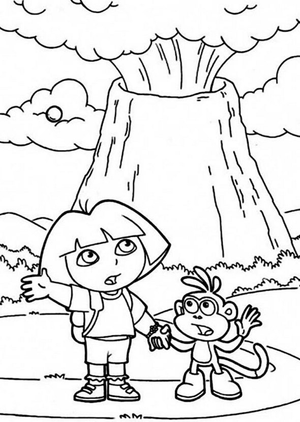 dora-adventure-volcano-coloring-page