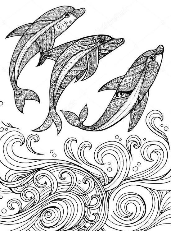 three-zentangle-dolphin-coloring-pages