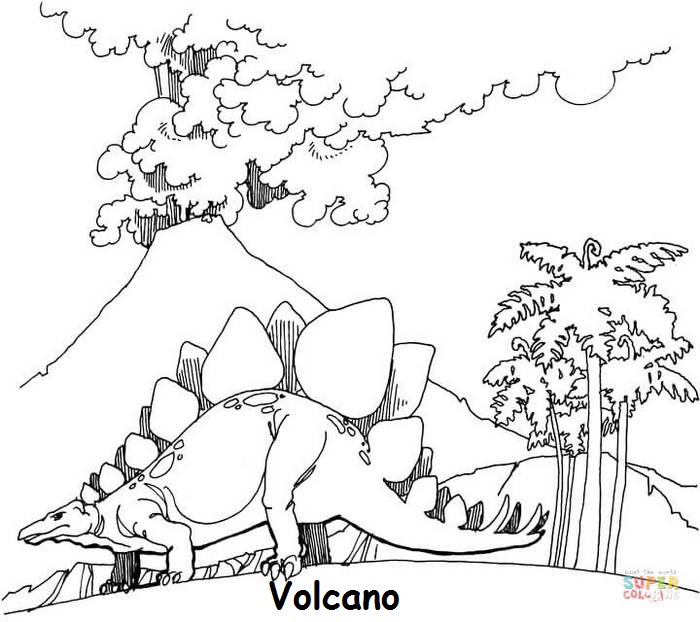 volcano-and-dinosaurus-coloring-page