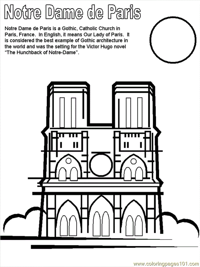Notre Dame Paris coloring sheet