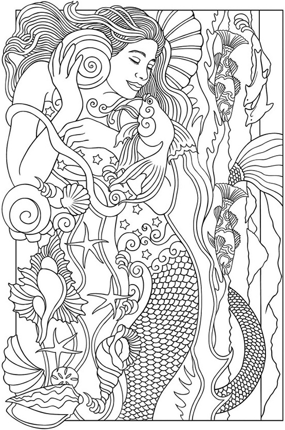Realistic-Mermaid-Illustrations-Coloring-Books