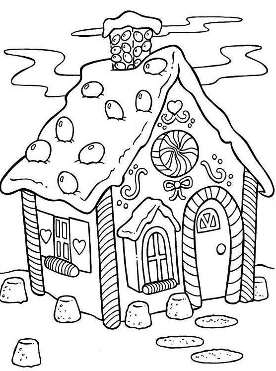 Gingerbread House Christmas Coloring Pages