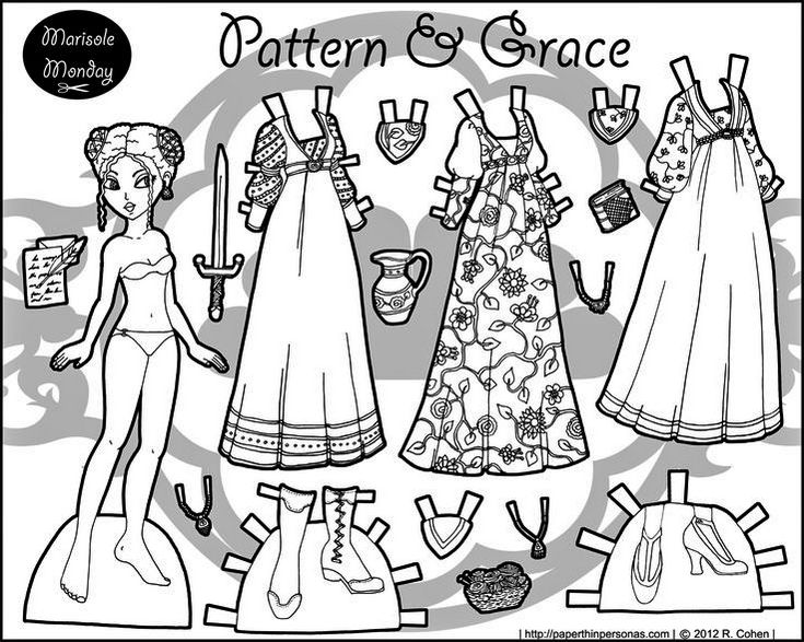 Pattern And Grace Paper Doll Coloring Page