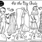 Big Gala Party Paper Doll Coloring Page