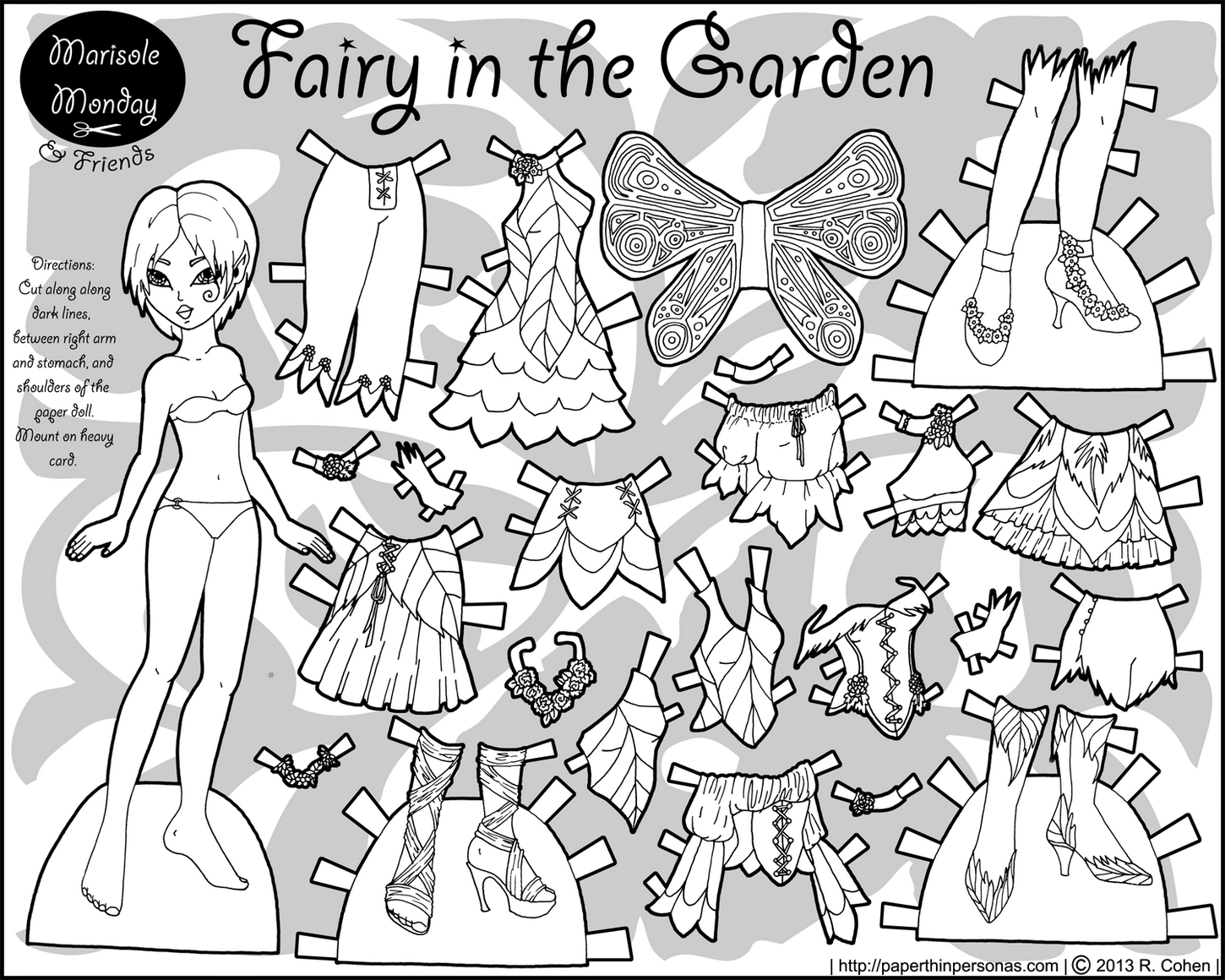 Fairy In The Garden Coloring Page Paper Doll