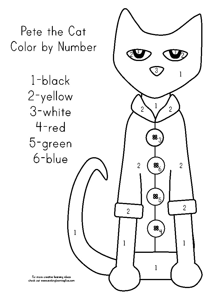 Pete The Cat Coloring Page With Coloring Guides
