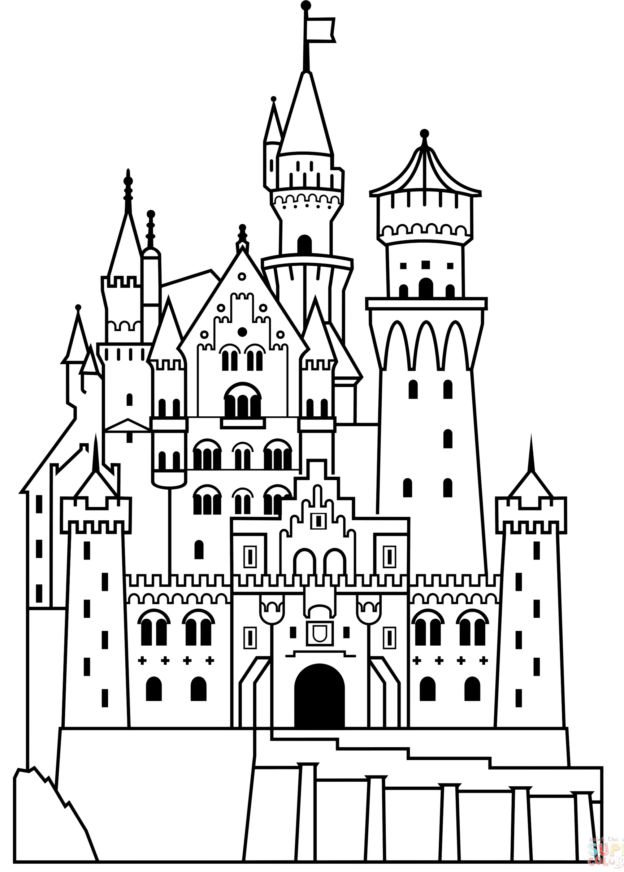 Castle Coloring Pages Castles Colouring Kids Chateau Sketch Coloring Page