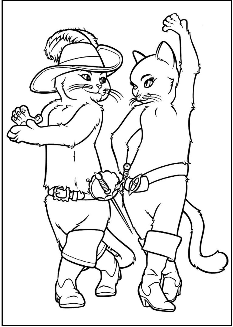 the booted cat puss in boots coloring page