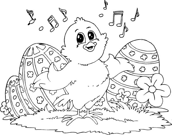 Baby Chicken Easter Coloring Picture