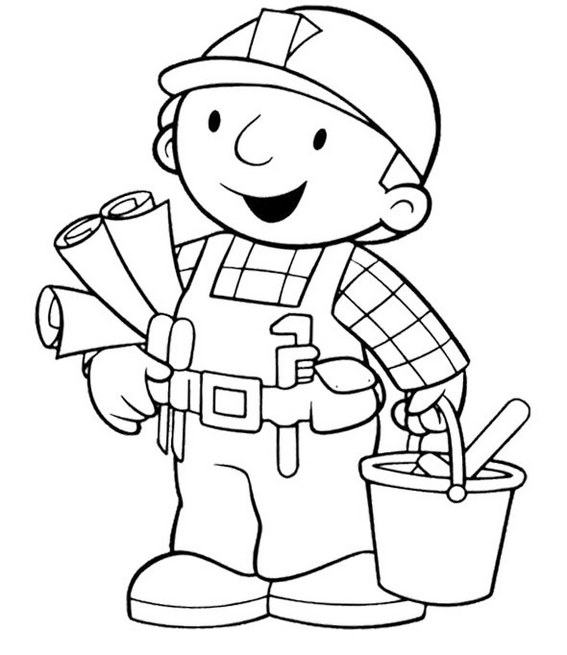 bob the builder as an architect coloring sheet