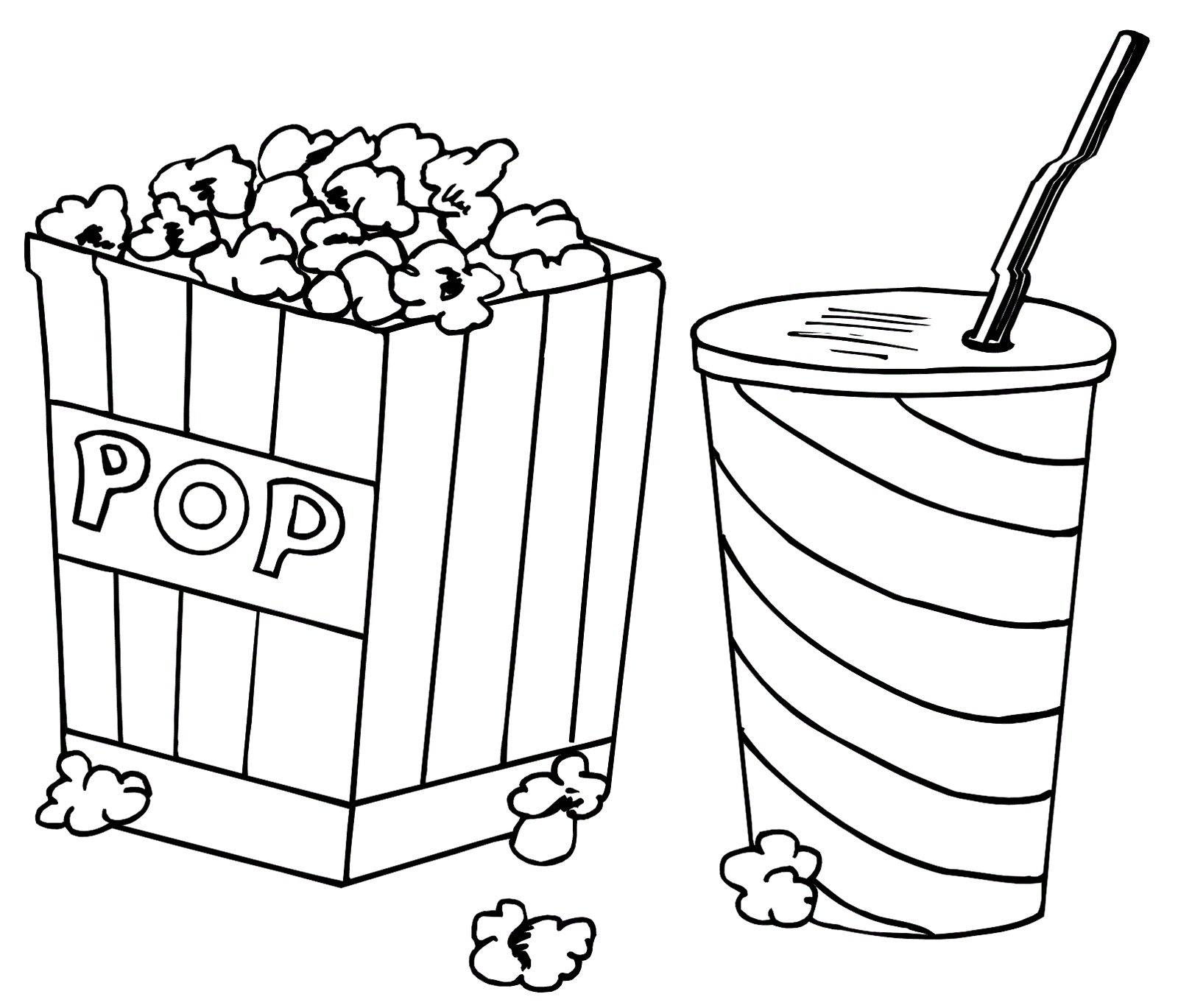 pop corn and drink coloring sheet