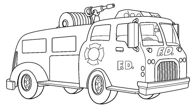 Fire truck coloring page for kids