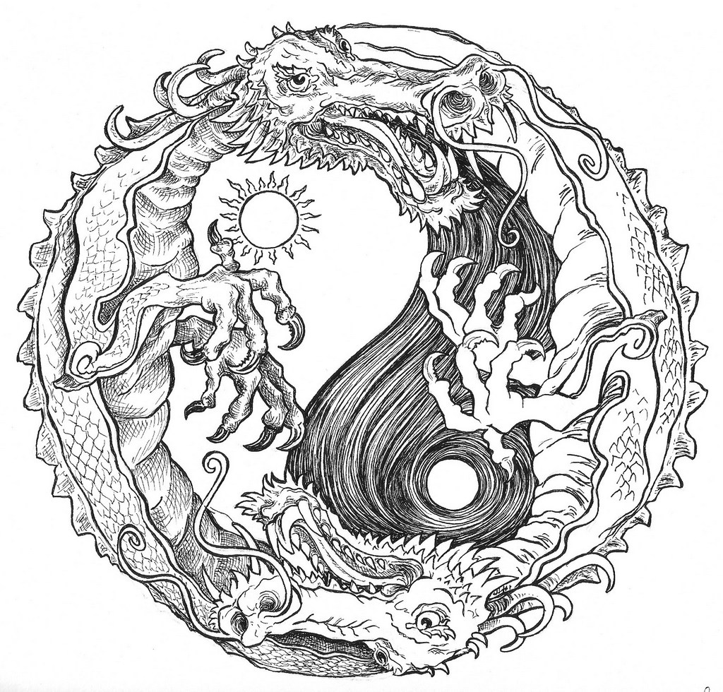 mandala yin yang coloring sheet
