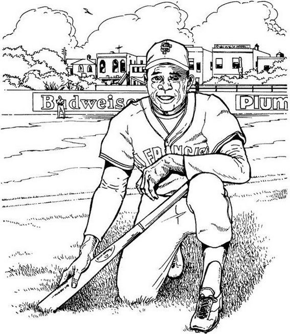 softball player man coloring picture