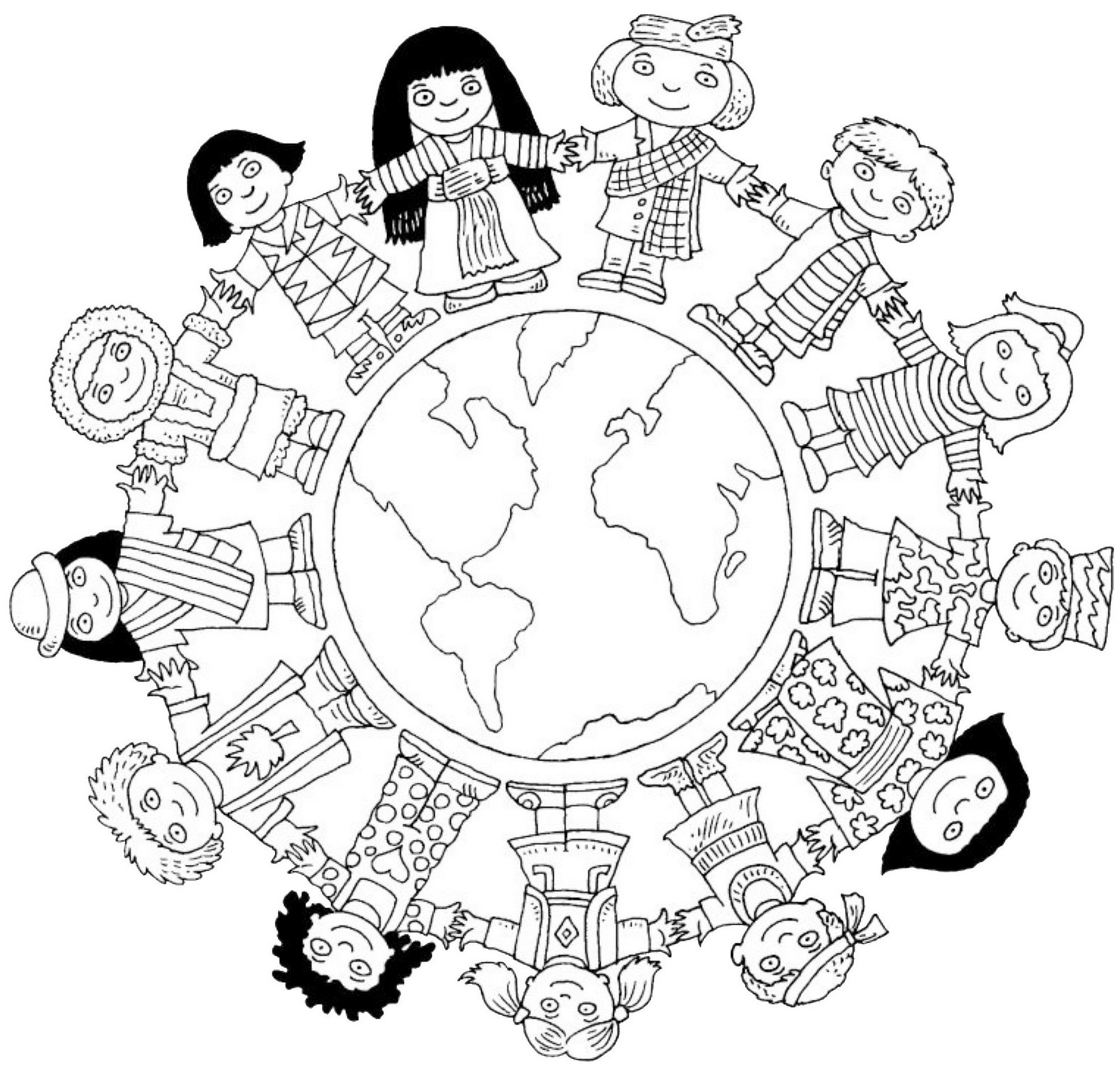 unity in diversity in world coloring sheet for kids