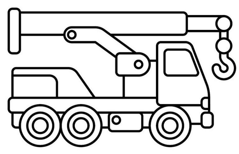 Crane Truck Coloring Pages in Realistic and Cartoon Version - Coloring